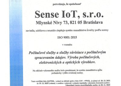 Certifikát ISO 9001: 2015